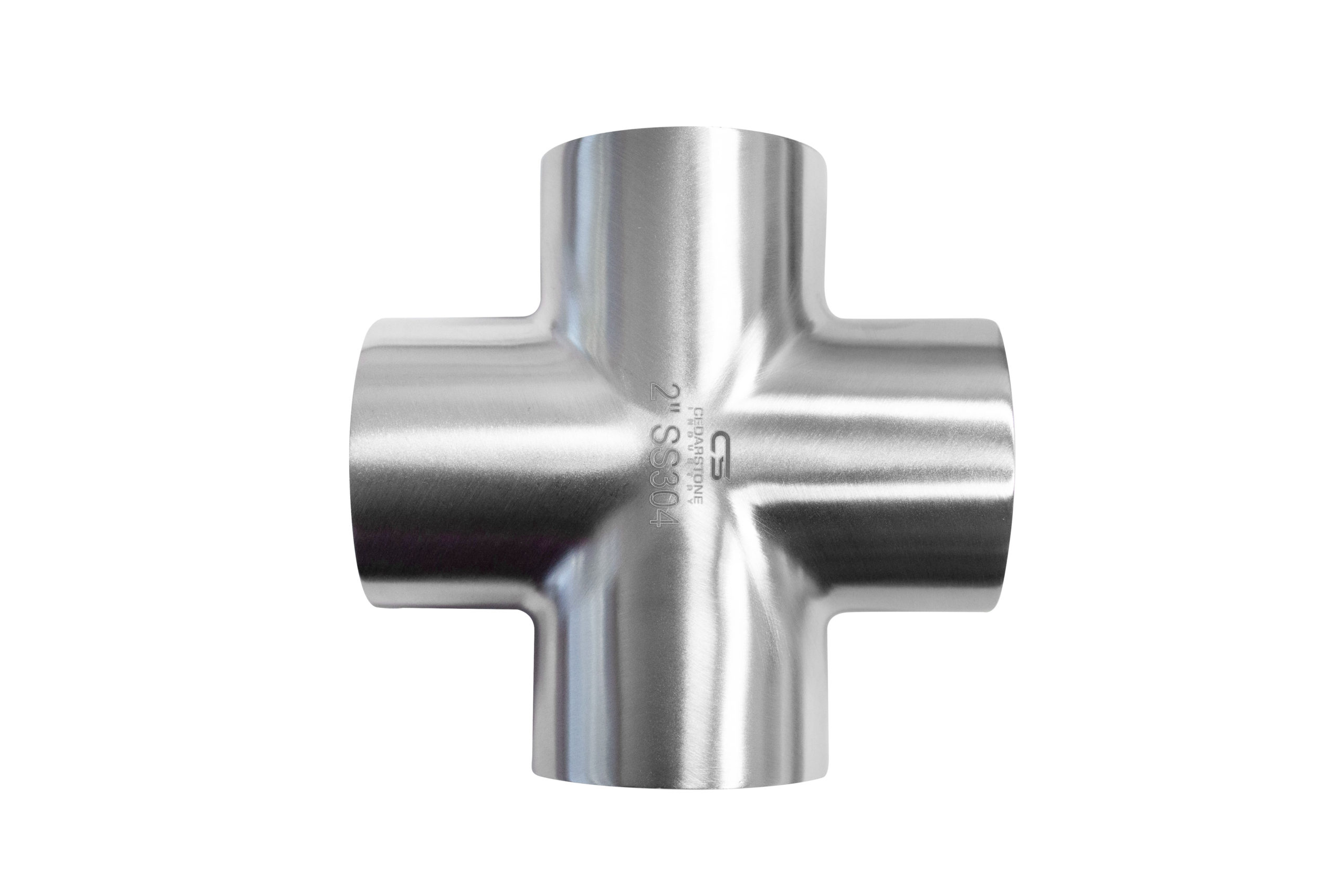 4 Way Stainless Steel Cross Angles w/ 1" Sanitary Fittings 